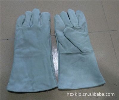 本色雙層A牛二層皮長皮電焊手套 焊工防護優選，惠州市惠城區先康勞保用品商行專業供應